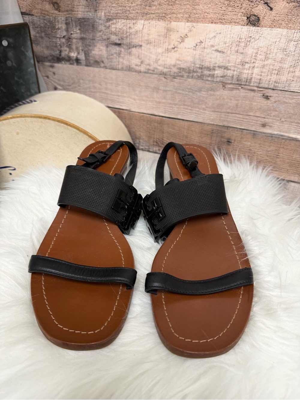 Tory Burch Black Leather Block Heel Sandal 11
